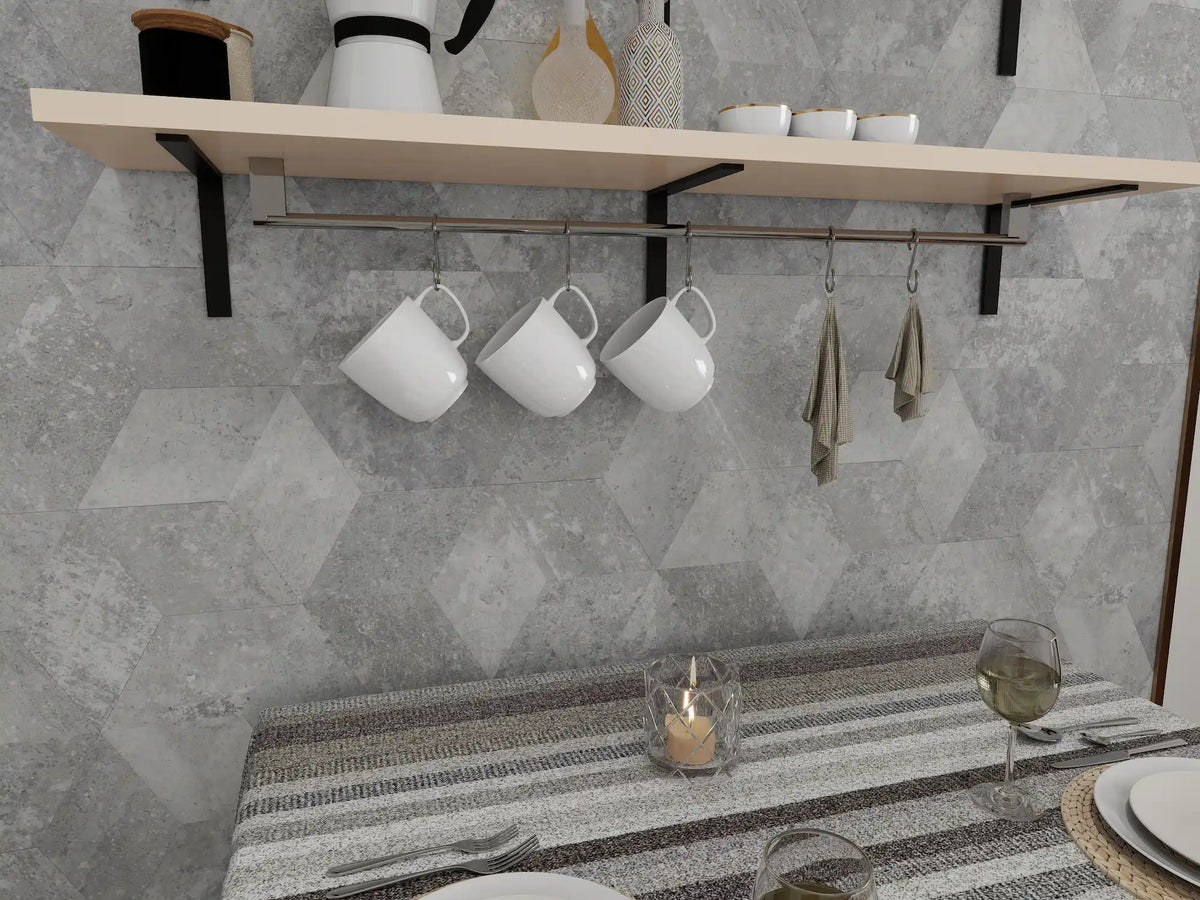 Luxe Diamond Peel and Stick Tile - Light Concrete