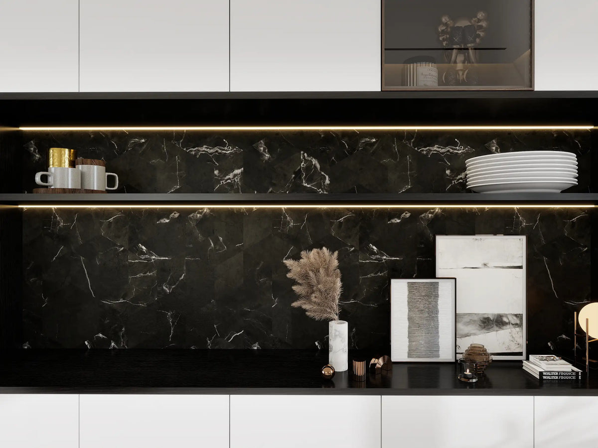 Luxe Diamond Peel and Stick Tile - Nero Marquina