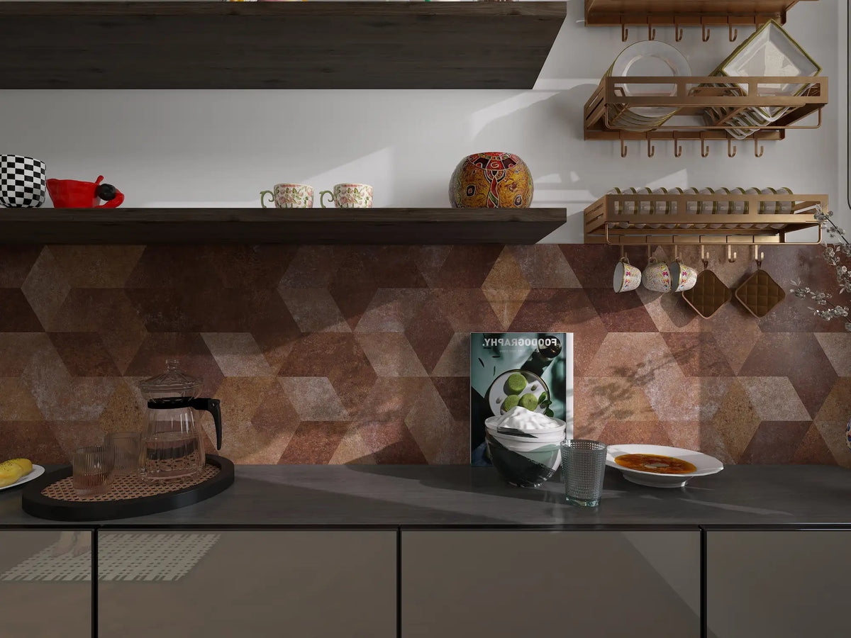 Luxe Rustic Diamond Peel and Stick Tile - Terracotta