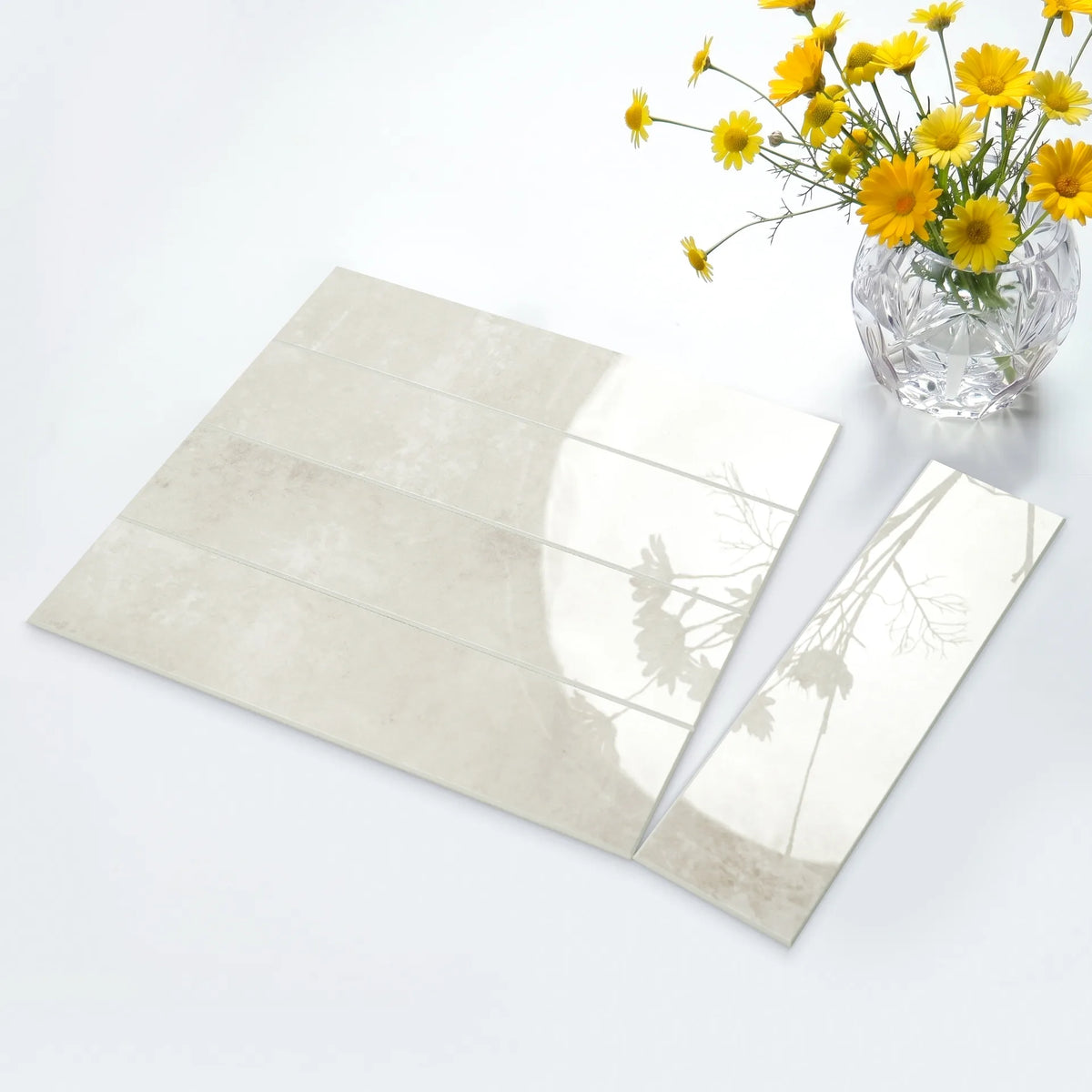 COLAMO Crystal Glossy Beige Peel and Stick Backsplash Subway Tile