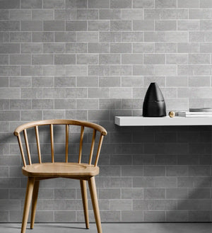 Medium-Gray-Vinyl-Concrete-Look-Peel-and-Stick-Subway-Tiles-for-accent-wall