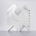 COLAMO Thick Carrara White Herringbone Peel and Stick Backsplash Marble Look Tiles