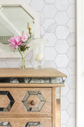 COLAMO Statuario Hexagon White Peel and Stick Backsplash Carrara Marble Tiles