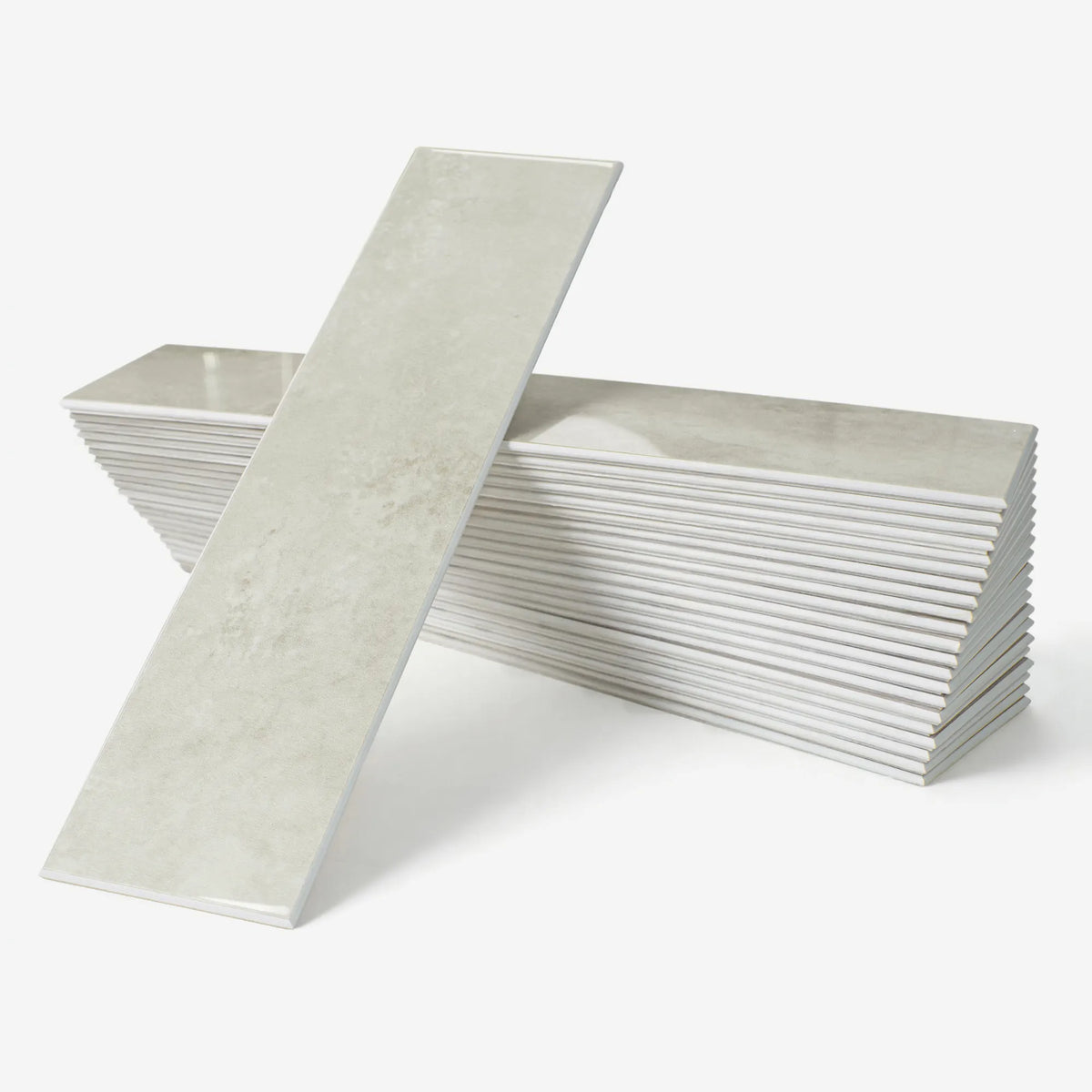 Colamo premium glossy Sand Beige subway peel and stick tile, warm neutral greige rectangular wall tile for a cozy DIY kitchen or bathroom remodel