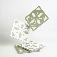 Sage Green Floral Peel & Stick Backsplash Tile - Vintage Pattern