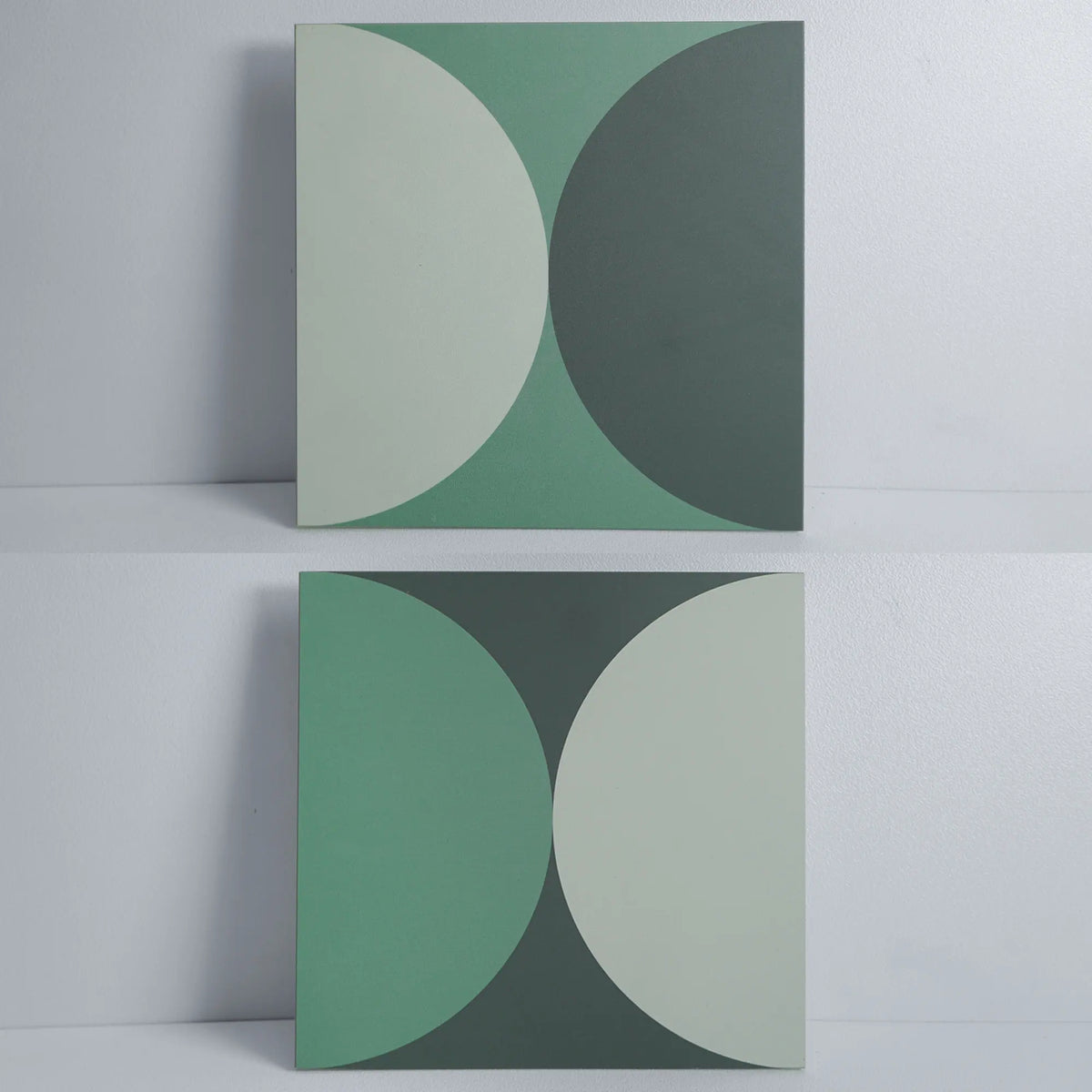 COLAMO Mid-Century Modern Green Geometric Peel and Stick Backsplash - Matte Retro Art Deco Tile