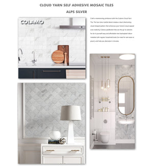 Colamo-peel and stick tile-backsplash-self adhesive tile-self adhesive backsplash-Cloud Yarn Decorative Mosaic Self Adhesive Tiles & Backsplashes, Alps Silver